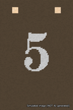 A simulated image of the stitched needlepoint design: Banner 18m Squared 5 White on Brown. Not A.I. generated.