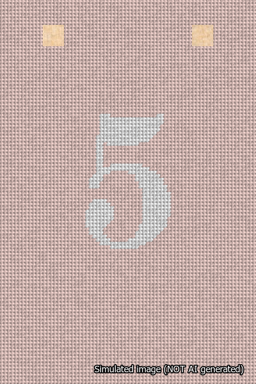A simulated image of the stitched needlepoint design: Banner 18m Squared 5 White on Pink. Not A.I. generated.
