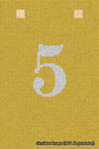 A simulated image of the stitched needlepoint design: Banner 18m Squared 5 White on Yellow. Not A.I. generated.