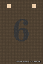 A simulated image of the stitched needlepoint design: Banner 18m Squared 6 Black on Brown. Not A.I. generated.