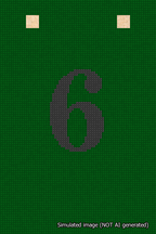 A simulated image of the stitched needlepoint design: Banner 18m Squared 6 Black on Green. Not A.I. generated.