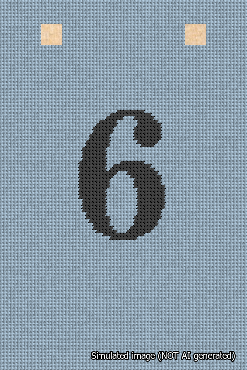 A simulated image of the stitched needlepoint design: Banner 18m Squared 6 Black on Light Blue. Not A.I. generated.