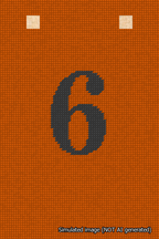 A simulated image of the stitched needlepoint design: Banner 18m Squared 6 Black on Orange. Not A.I. generated.