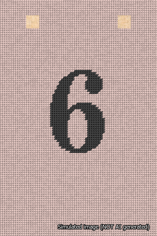 A simulated image of the stitched needlepoint design: Banner 18m Squared 6 Black on Pink. Not A.I. generated.