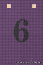 A simulated image of the stitched needlepoint design: Banner 18m Squared 6 Black on Purple. Not A.I. generated.