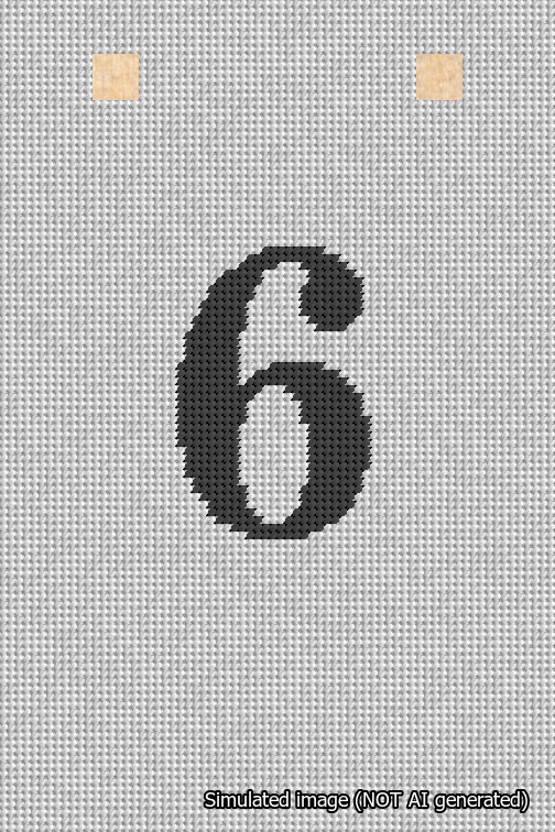 A simulated image of the stitched needlepoint design: Banner 18m Squared 6 Black on White. Not A.I. generated.