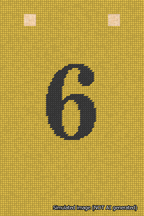 A simulated image of the stitched needlepoint design: Banner 18m Squared 6 Black on Yellow. Not A.I. generated.
