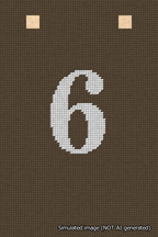 A simulated image of the stitched needlepoint design: Banner 18m Squared 6 White on Brown. Not A.I. generated.