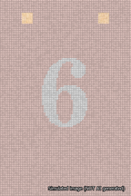 A simulated image of the stitched needlepoint design: Banner 18m Squared 6 White on Pink. Not A.I. generated.