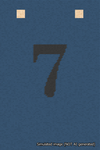 A simulated image of the stitched needlepoint design: Banner 18m Squared 7 Black on Blue. Not A.I. generated.