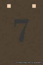 A simulated image of the stitched needlepoint design: Banner 18m Squared 7 Black on Brown. Not A.I. generated.