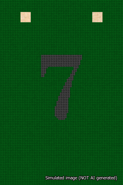 A simulated image of the stitched needlepoint design: Banner 18m Squared 7 Black on Green. Not A.I. generated.