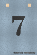 A simulated image of the stitched needlepoint design: Banner 18m Squared 7 Black on Light Blue. Not A.I. generated.