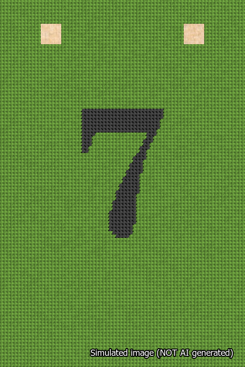 A simulated image of the stitched needlepoint design: Banner 18m Squared 7 Black on Light Green. Not A.I. generated.