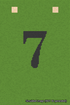 A simulated image of the stitched needlepoint design: Banner 18m Squared 7 Black on Light Green. Not A.I. generated.