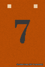 A simulated image of the stitched needlepoint design: Banner 18m Squared 7 Black on Orange. Not A.I. generated.