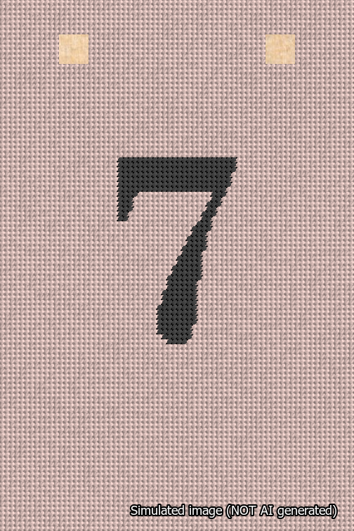 A simulated image of the stitched needlepoint design: Banner 18m Squared 7 Black on Pink. Not A.I. generated.