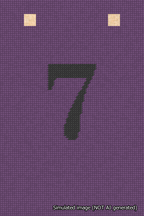 A simulated image of the stitched needlepoint design: Banner 18m Squared 7 Black on Purple. Not A.I. generated.