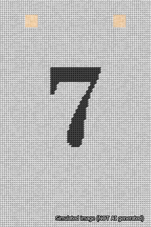 A simulated image of the stitched needlepoint design: Banner 18m Squared 7 Black on White. Not A.I. generated.