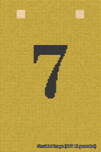 A simulated image of the stitched needlepoint design: Banner 18m Squared 7 Black on Yellow. Not A.I. generated.