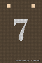 A simulated image of the stitched needlepoint design: Banner 18m Squared 7 White on Brown. Not A.I. generated.