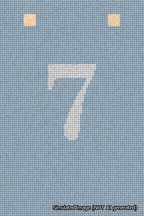 A simulated image of the stitched needlepoint design: Banner 18m Squared 7 White on Light Blue. Not A.I. generated.