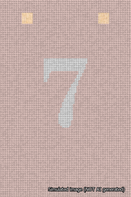 A simulated image of the stitched needlepoint design: Banner 18m Squared 7 White on Pink. Not A.I. generated.