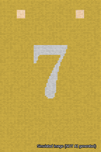 A simulated image of the stitched needlepoint design: Banner 18m Squared 7 White on Yellow. Not A.I. generated.