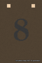 A simulated image of the stitched needlepoint design: Banner 18m Squared 8 Black on Brown. Not A.I. generated.