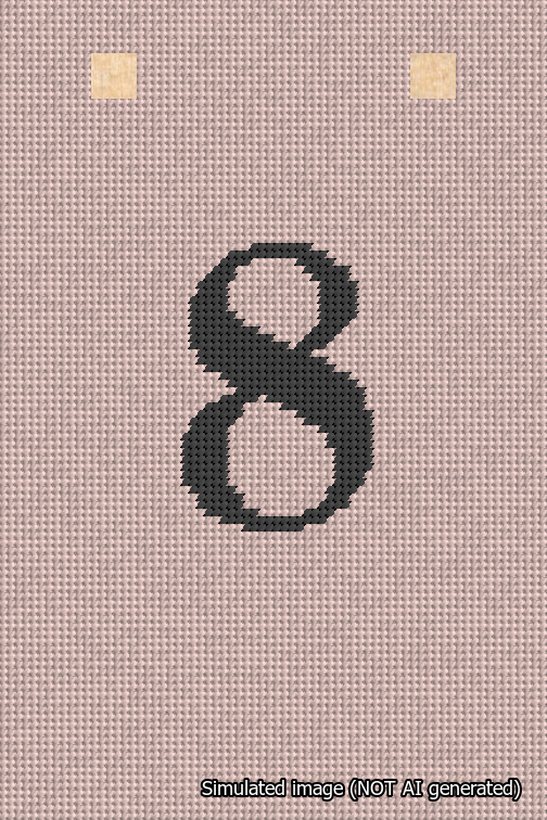 A simulated image of the stitched needlepoint design: Banner 18m Squared 8 Black on Pink. Not A.I. generated.