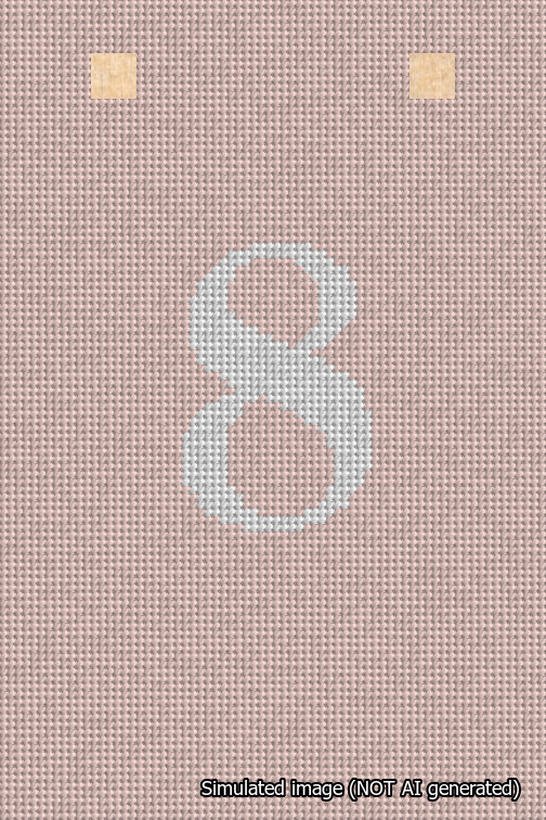 A simulated image of the stitched needlepoint design: Banner 18m Squared 8 White on Pink. Not A.I. generated.