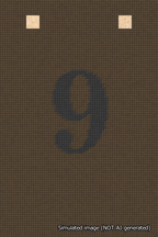 A simulated image of the stitched needlepoint design: Banner 18m Squared 9 Black on Brown. Not A.I. generated.