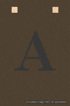 A simulated image of the stitched needlepoint design: Banner 18m Squared A Black on Brown. Not A.I. generated.