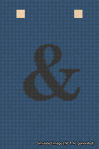 A simulated image of the stitched needlepoint design: Banner 18m Squared Ampersand Black on Blue. Not A.I. generated.