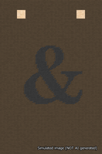 A simulated image of the stitched needlepoint design: Banner 18m Squared Ampersand Black on Brown. Not A.I. generated.