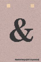 A simulated image of the stitched needlepoint design: Banner 18m Squared Ampersand Black on Pink. Not A.I. generated.