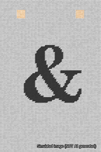A simulated image of the stitched needlepoint design: Banner 18m Squared Ampersand Black on White. Not A.I. generated.