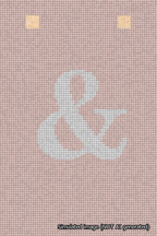A simulated image of the stitched needlepoint design: Banner 18m Squared Ampersand White on Pink. Not A.I. generated.