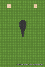 A simulated image of the stitched needlepoint design: Banner 18m Squared Apostrophe Black on Light Green. Not A.I. generated.