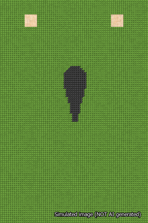 A simulated image of the stitched needlepoint design: Banner 18m Squared Apostrophe Black on Light Green. Not A.I. generated.