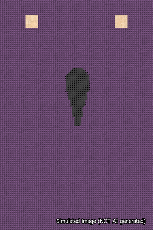 A simulated image of the stitched needlepoint design: Banner 18m Squared Apostrophe Black on Purple. Not A.I. generated.