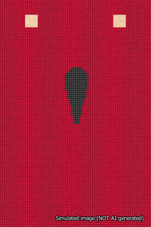 A simulated image of the stitched needlepoint design: Banner 18m Squared Apostrophe Black on Red. Not A.I. generated.