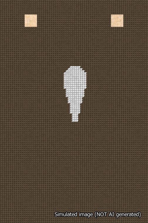 A simulated image of the stitched needlepoint design: Banner 18m Squared Apostrophe White on Brown. Not A.I. generated.