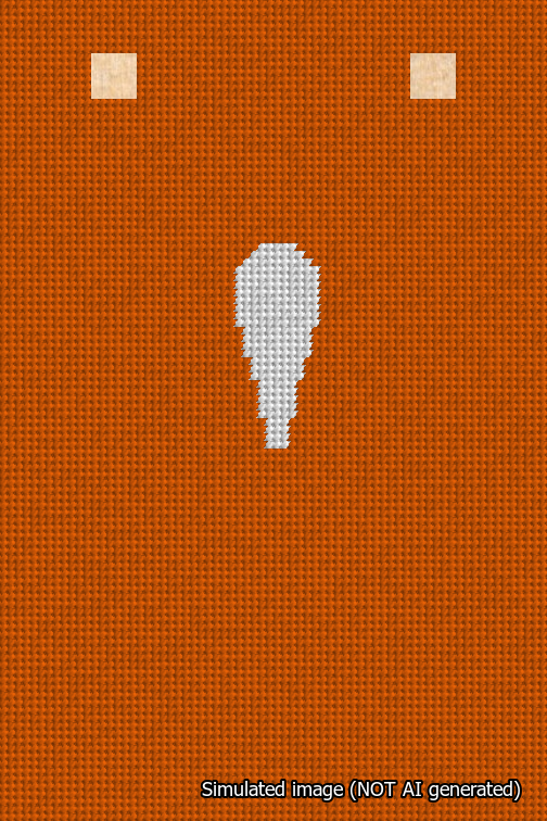 A simulated image of the stitched needlepoint design: Banner 18m Squared Apostrophe White on Orange. Not A.I. generated.