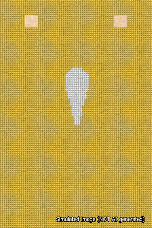 A simulated image of the stitched needlepoint design: Banner 18m Squared Apostrophe White on Yellow. Not A.I. generated.
