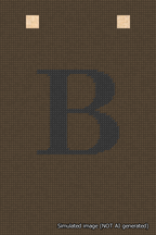 A simulated image of the stitched needlepoint design: Banner 18m Squared B Black on Brown. Not A.I. generated.