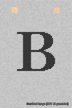 A simulated image of the stitched needlepoint design: Banner 18m Squared B Black on White. Not A.I. generated.