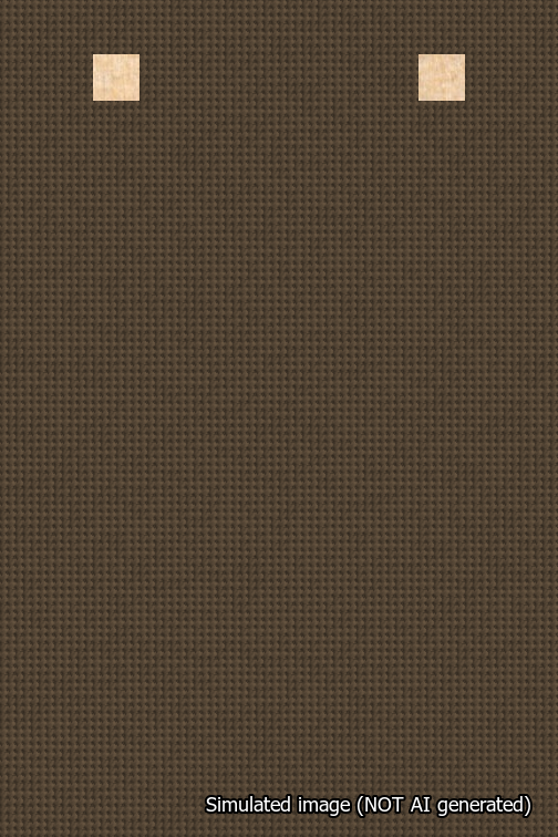 A simulated image of the stitched needlepoint design: Banner 18m Squared Blank Brown. Not A.I. generated.