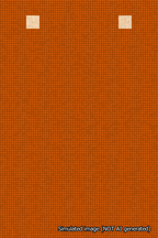 A simulated image of the stitched needlepoint design: Banner 18m Squared Blank Orange. Not A.I. generated.