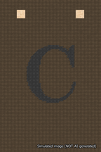 A simulated image of the stitched needlepoint design: Banner 18m Squared C Black on Brown. Not A.I. generated.